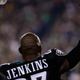 Philadelphia Eagles’ Malcolm Jenkins holds up his fist during the national anthem before an NFL football game against the Green Bay Packers on Nov. 28, 2016, in Philadelphia. (Michael Perez/AP Images)